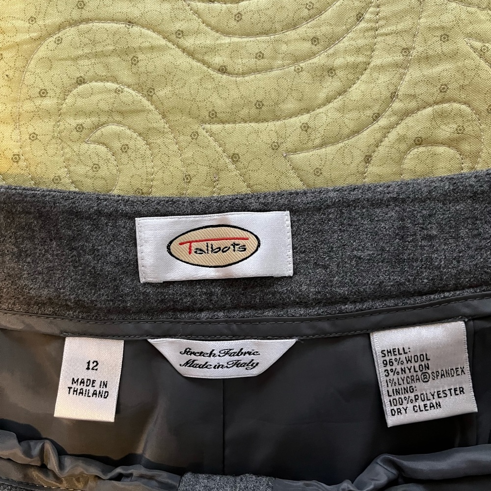 Talbots women’s grey wool lined trousers.